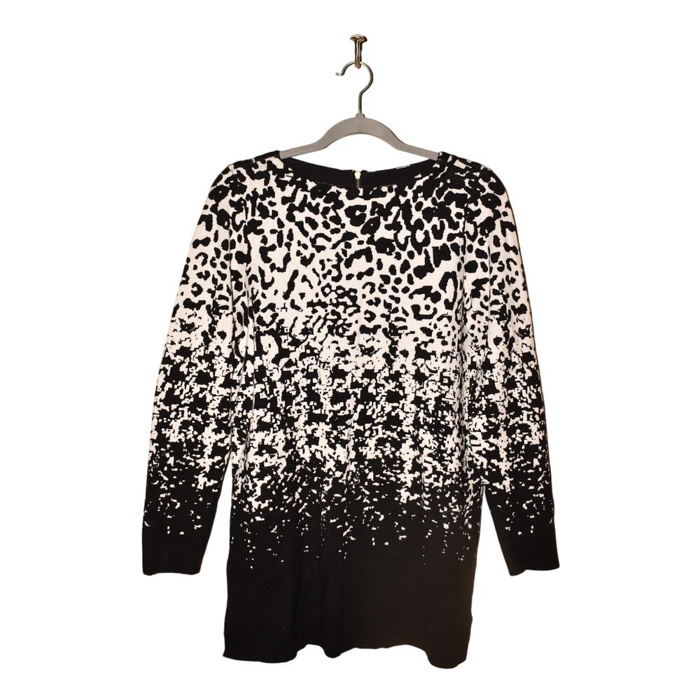 CHICO'S $99 Black White Animal Print Long‎ Sleeve Tunic Sweater Chico's 1 / US M